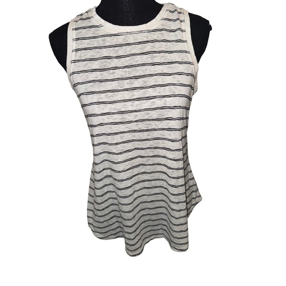 Athleta Dresses & Skirts - Athleta Sleeveless Striped Swing Tank Top White Gray Modal Blend‎ Size Small